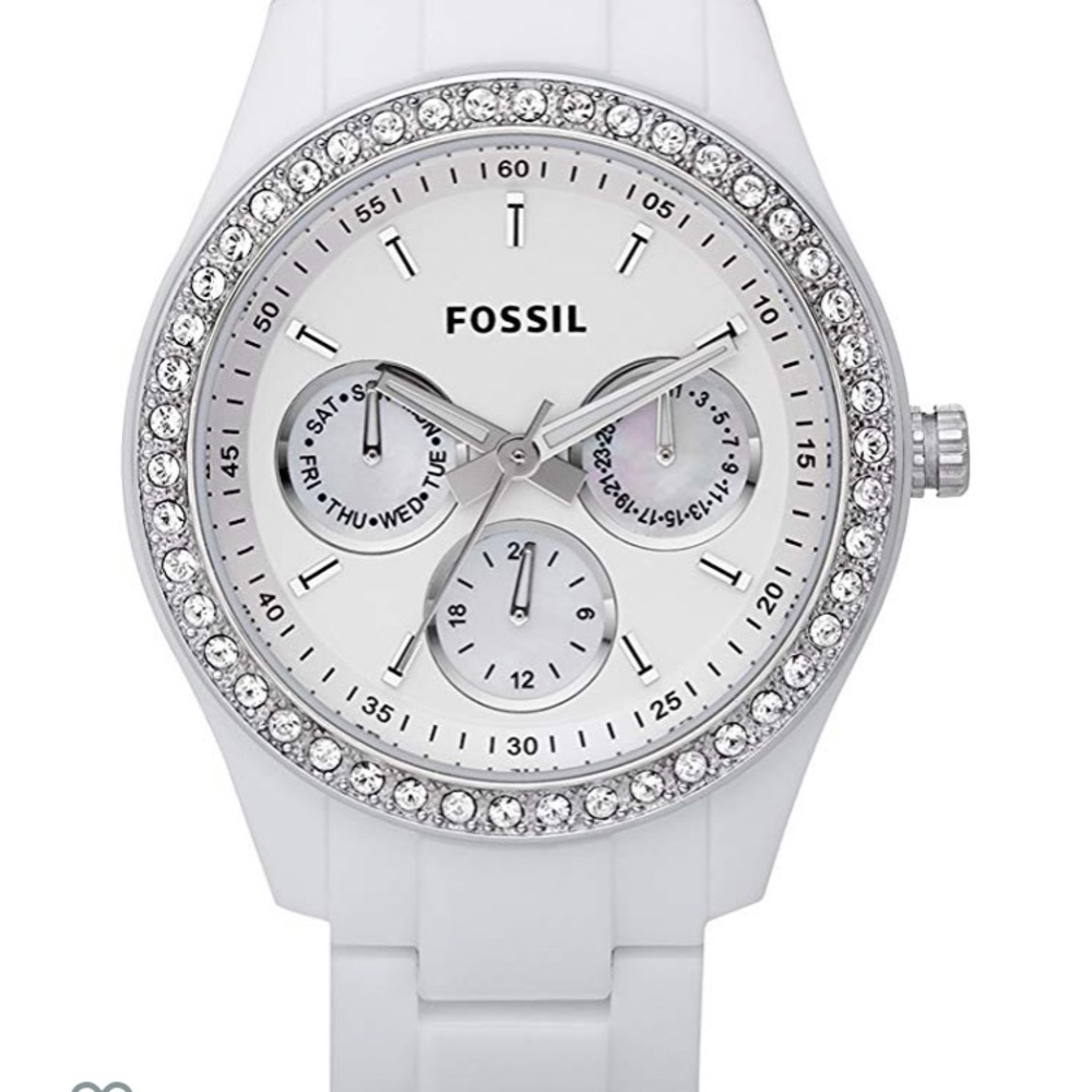 Fossil White Diamond Watch